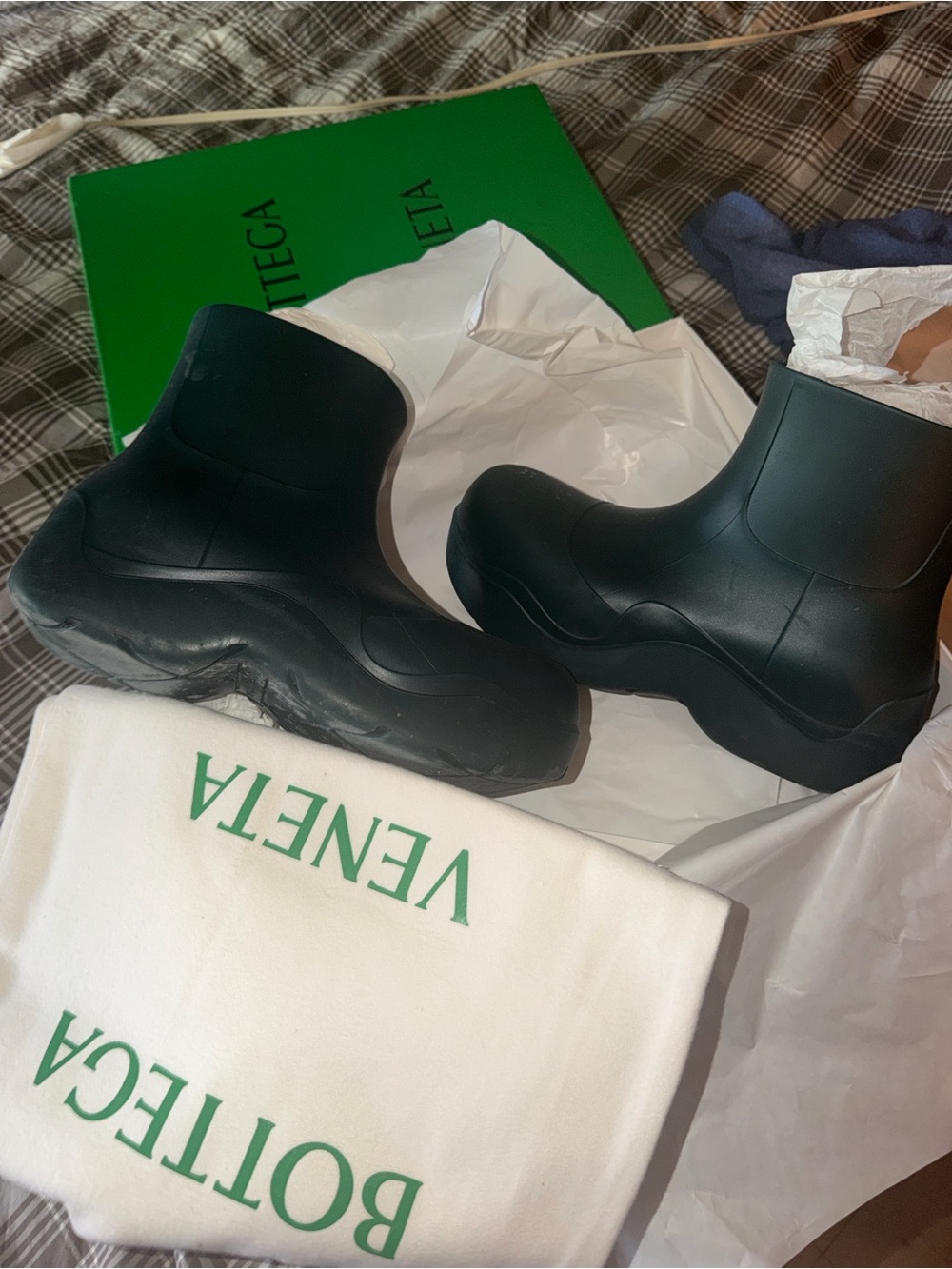 Bottega Veneta Matte Black Platform Ankle Boots